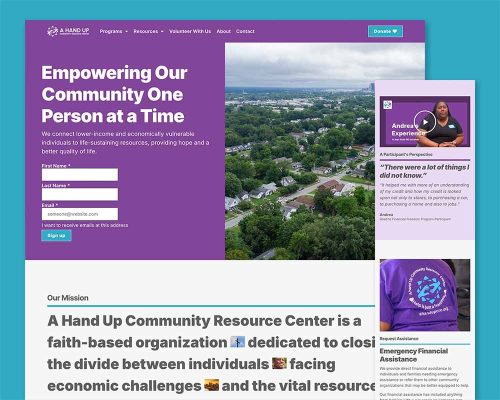 A Hand Up Website Design 1